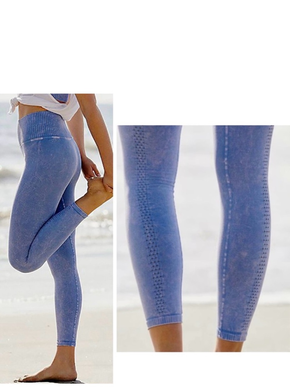 FP FREE PEOPLE MOVEMENT Good Karma Blue Pink High Waisted Leggings